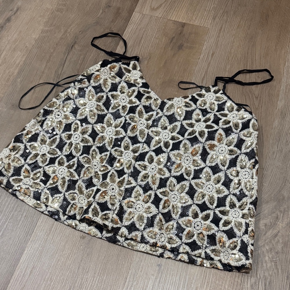 Urban Outfitters Black and Gold Floral Camisole